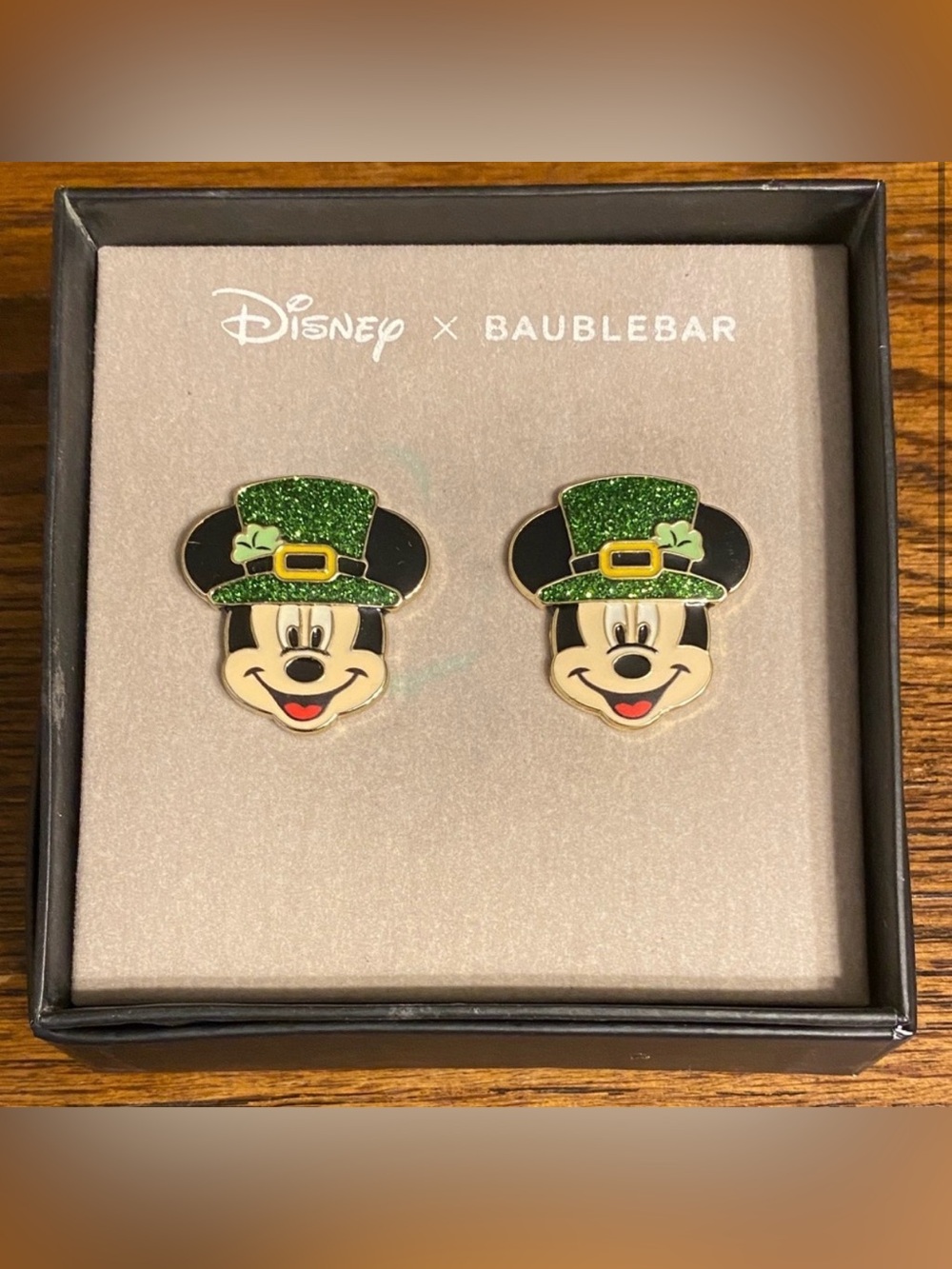 Disney BaubleBar St Patrick’s Day Mickey Mouse Earrings Green & Black